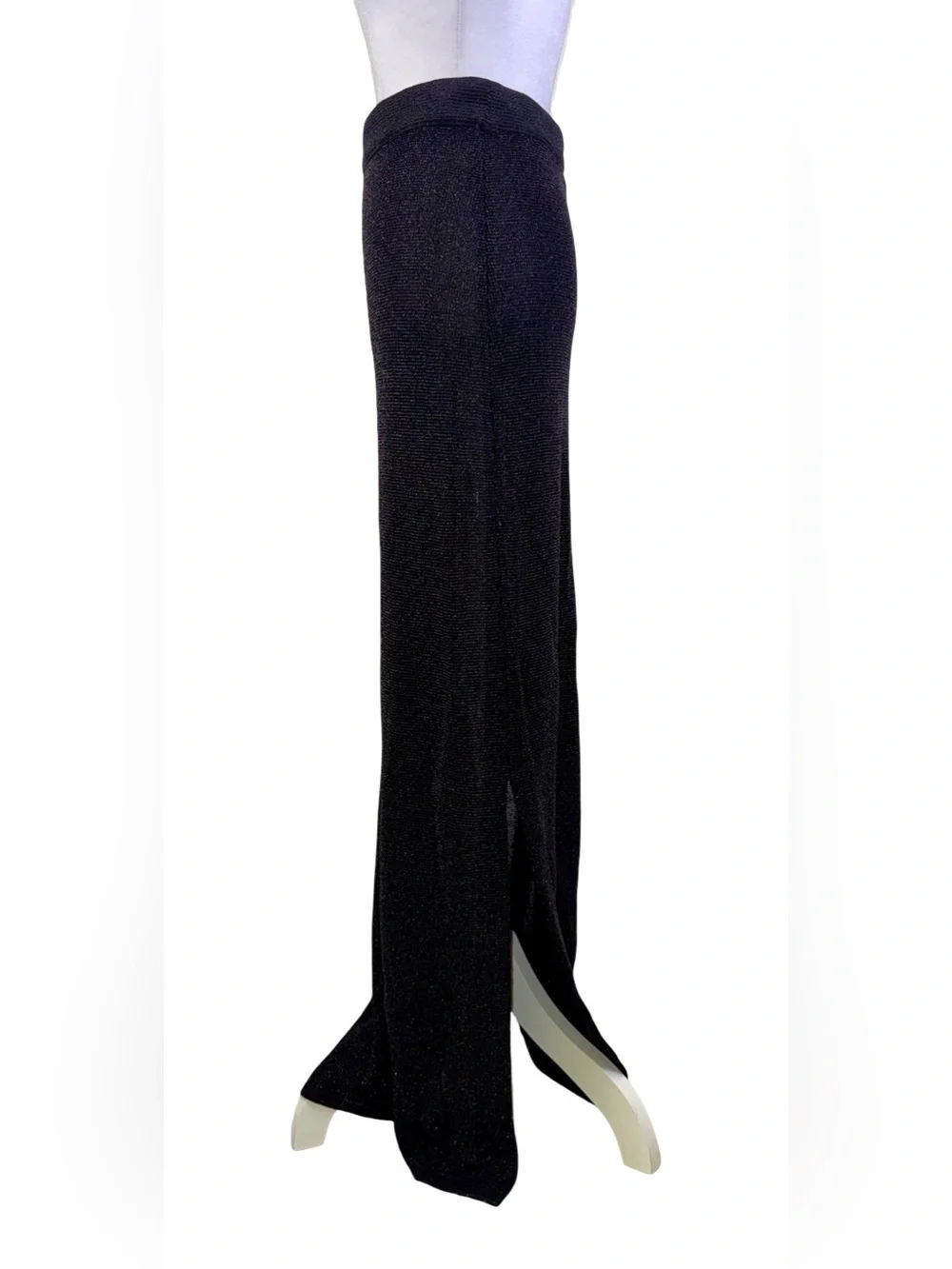 FENDI BLACK METALLIC KNIT MAXI SKIRT